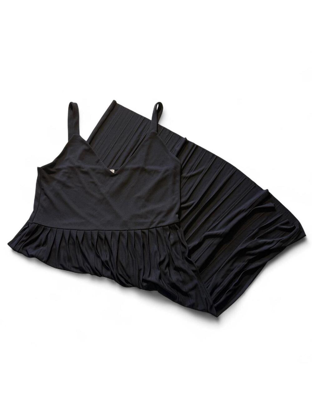 Zara Pleated Skirt Little Black Dress Size Lg Ballerina Basic